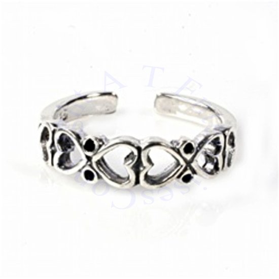 Back To Back Hearts Adjustable Toe Ring - Click Image to Close
