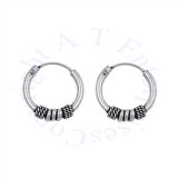 10mm Diameter Bali Endless Hoop Earrings With Ball And Four Wraps