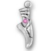 3D Ballet Slipper With Pink Cubic Zirconia Charm