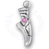 3D Ballet Slipper With Pink Cubic Zirconia Charm