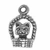 3D Kitten In Basket With Handle Charm