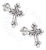 Bead Christian Religious Cross Post Earrings