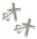 Beaded Christian Religious Cross Post Earrings