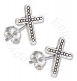 Beaded Christian Religious Cross Post Earrings