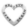 Two Sided BELIEVE LIVE DREAM Heart Shaped Affirmation Slide Pendant