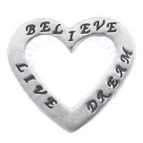 Two Sided BELIEVE LIVE DREAM Heart Shaped Affirmation Slide Pendant
