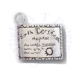 Sterling Silver 3D Birth Certificate Charm