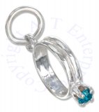 Blue Ziron Cubic Zirconia December Birthstone Wedding Ring Charm