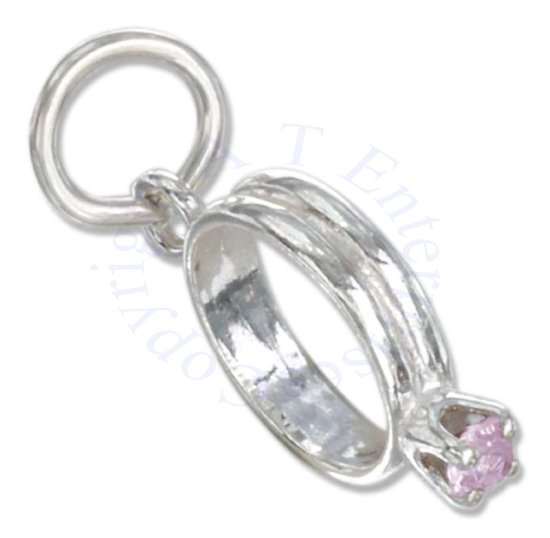 Alexandrite Colored Cubic Zirconia June Birthstone Wedding Ring Charm - Click Image to Close
