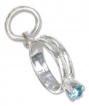 Aquamarine Colored Cubic Zirconia March Birthstone Wedding Ring Charm
