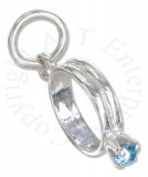 Aquamarine Colored Cubic Zirconia March Birthstone Wedding Ring Charm