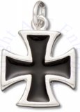 3D Black Enameled Maltese Amalfi Cross Charm