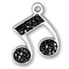 Black Cubic Zirconia Bling Music Note Charm