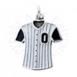 Black White Enameled Striped Baseball Shirt Uniform Charm