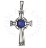 Center Blue Crystal Christian Cross Pendant