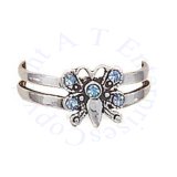 Blue Cubic Zirconia Butterfly Open Band Adjustable Toe Ring