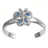 Blue Cubic Zirconia Butterfly Adjustable Toe Ring