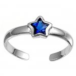 Celestial Blue Cubic Zirconia Star Adjustable Toe Ring
