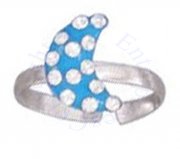 Blue Enamel Crescent Moon With Crystals Toe Ring