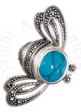 Turquoise Marcasite Bumble Bee Brooch Pin