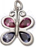 Pink And Blue Cubic Zirconia Butterfly Charm