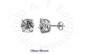 Mens 6mm Round Clear Cubic Zirconia Casting Prong Setting Earrings