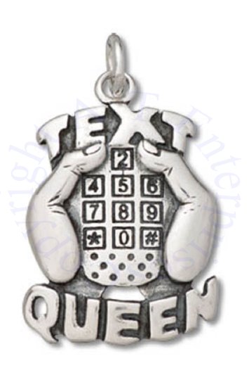 Mobile Cell Phone In Hands Texting Message Text Queen Charm - Click Image to Close