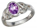 Celtic Trinity Knot Amethyst Solitaire Ring