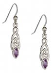 Celtic Weave Dangle Earrings Marquise Shaped Amethyst