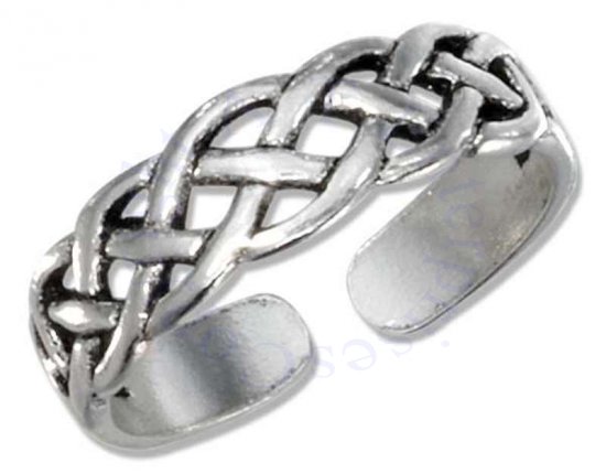 Sterling Silver Men's Celtic Weave Adjustable Toe Ring - Click Image to Close