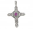 Center Purple Crystal Christian Filigree Cross Pendant