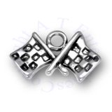 Two Checkered Racing Flags Charm