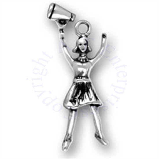3D Cheer Leading Cheerleader With Megaphone Charm - Click Image to Close