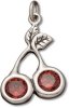 Red Cubic Zirconia Cherries With Leaves Charm
