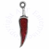Small Chili Pepper Simulated Red Coral Inlay Charm