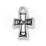 Christian Cross Charm With FAITH Word And Heart