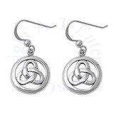 9/16" Celtic Trinity Knot Enclosed Within Circle Ring Dangle Earrings
