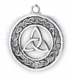 Circle Lined Unending Celtic Knot With Center Triquetra Knot Charm