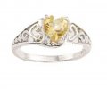 Filigree Band Solitaire Citrine Heart Ring