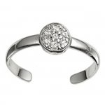 Clear Cubic Zirconia Round Top Adjustable Toe Ring