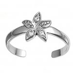 Clear Cubic Zirconia Starfish Or Flower Adjustable Toe Ring