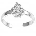 Clear Cubic Zirconia Stones Four Leaf Clover Adjustable Toe Ring