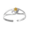 Yellow Citrine Cubic Zirconia Clutched Adjustable Toe Ring
