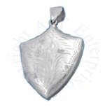 Etched Two Picture Coat Of Arms Shield Locket Pendant