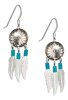 Concho Earrings Turquoise Heshi Beads Feathers