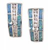Imitation Blue Opal Inlay Cubic Zirconia Post Earrings