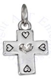 Christian Religious Cross Charm Five Hearts Charm