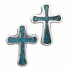 Southwest Inlaid Blue Turquoise Chips Cross Post Earrings