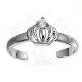 Crown With Clear Cubic Zirconia Adjustable Toe Ring