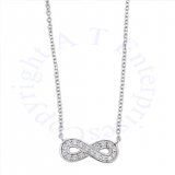 Cubic Zirconia Infinity Symbol Choker Necklace With 2" Extension